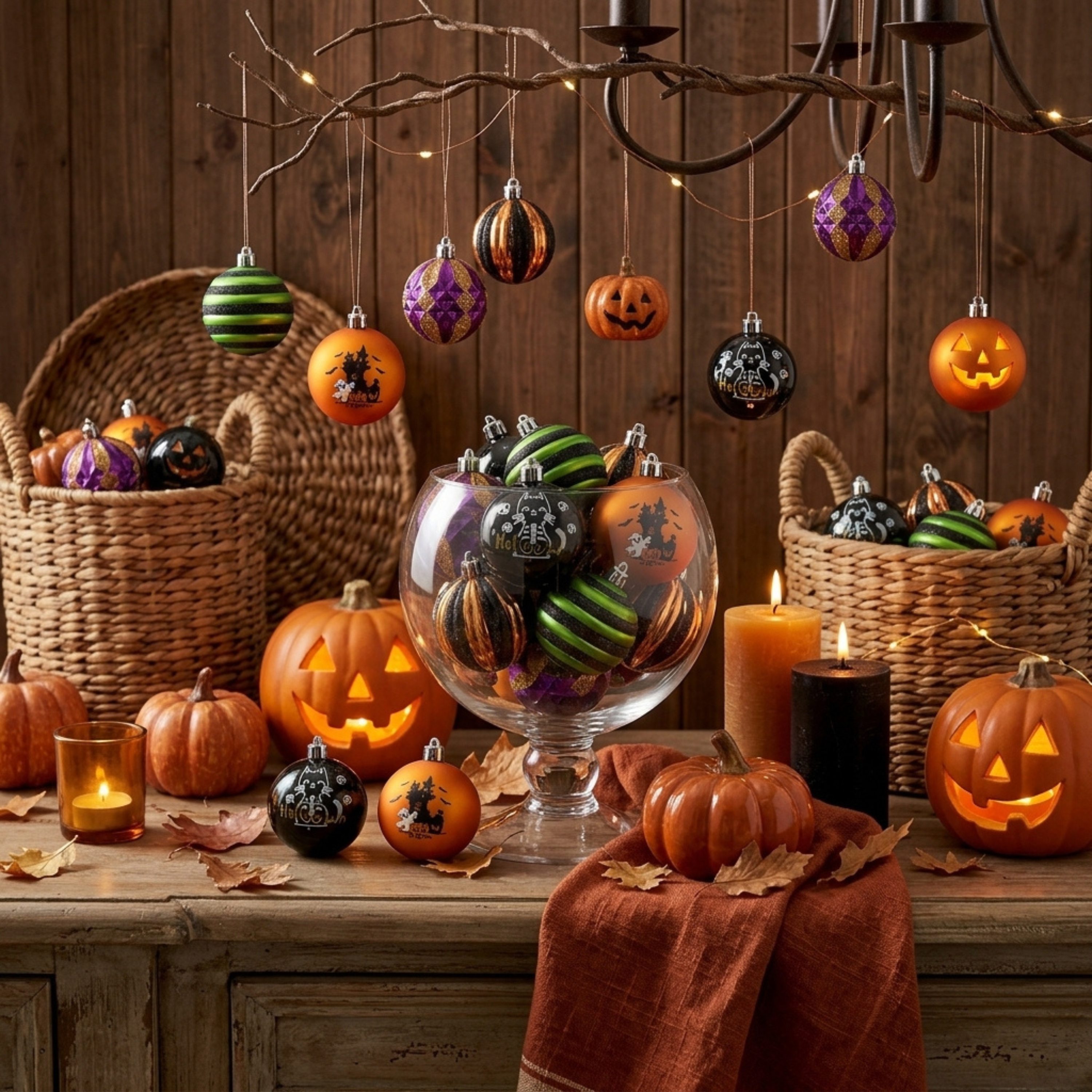 16-Piece Halloween Ornament Set – Shatterproof Hanging Balls for Halloween Tree Decor