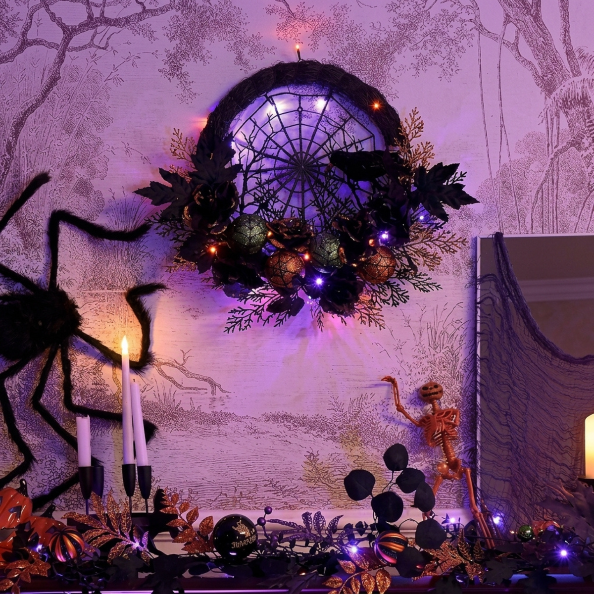Pre-Lit Halloween Wreath – 24 or 18 Inch