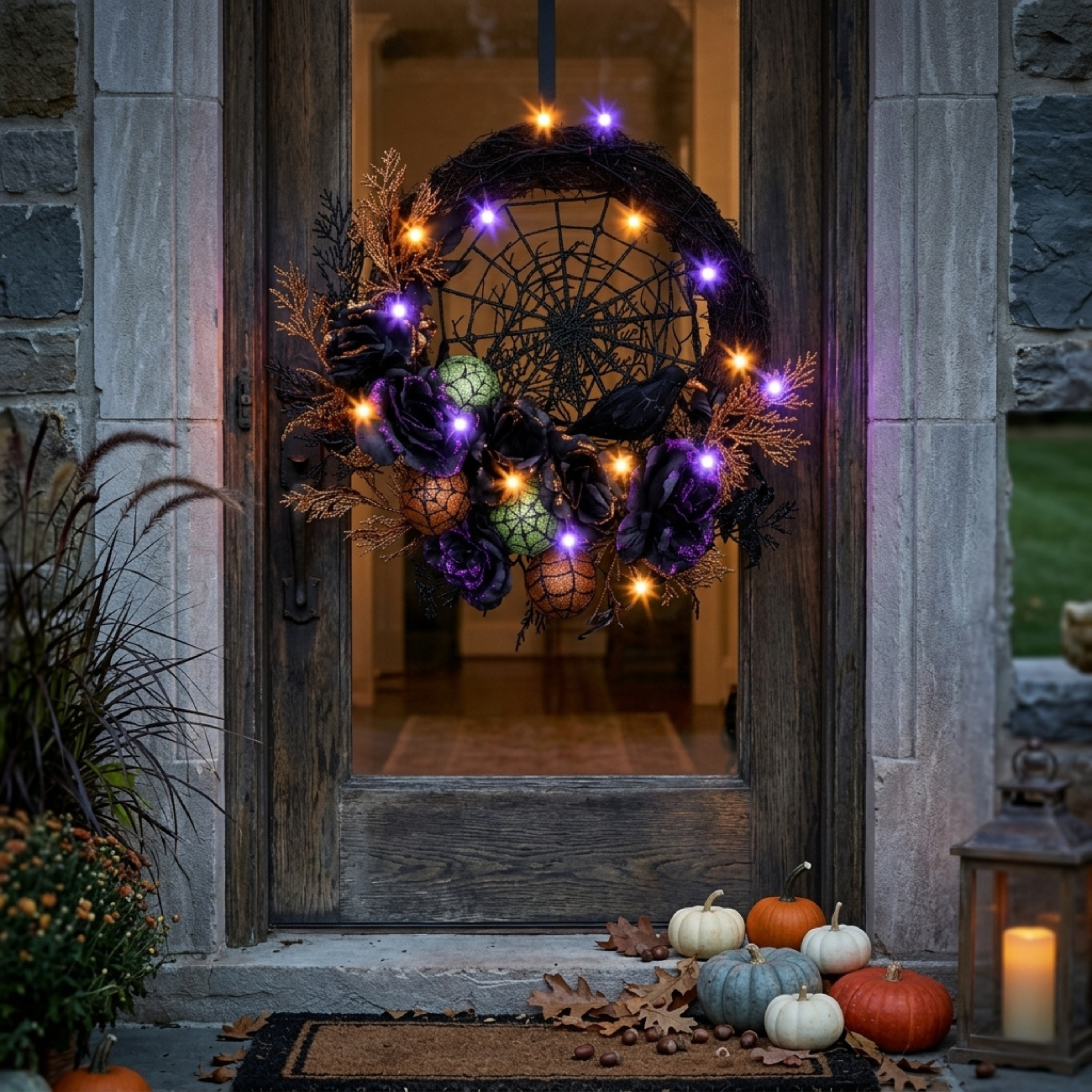 Pre-Lit Halloween Wreath – 24 or 18 Inch