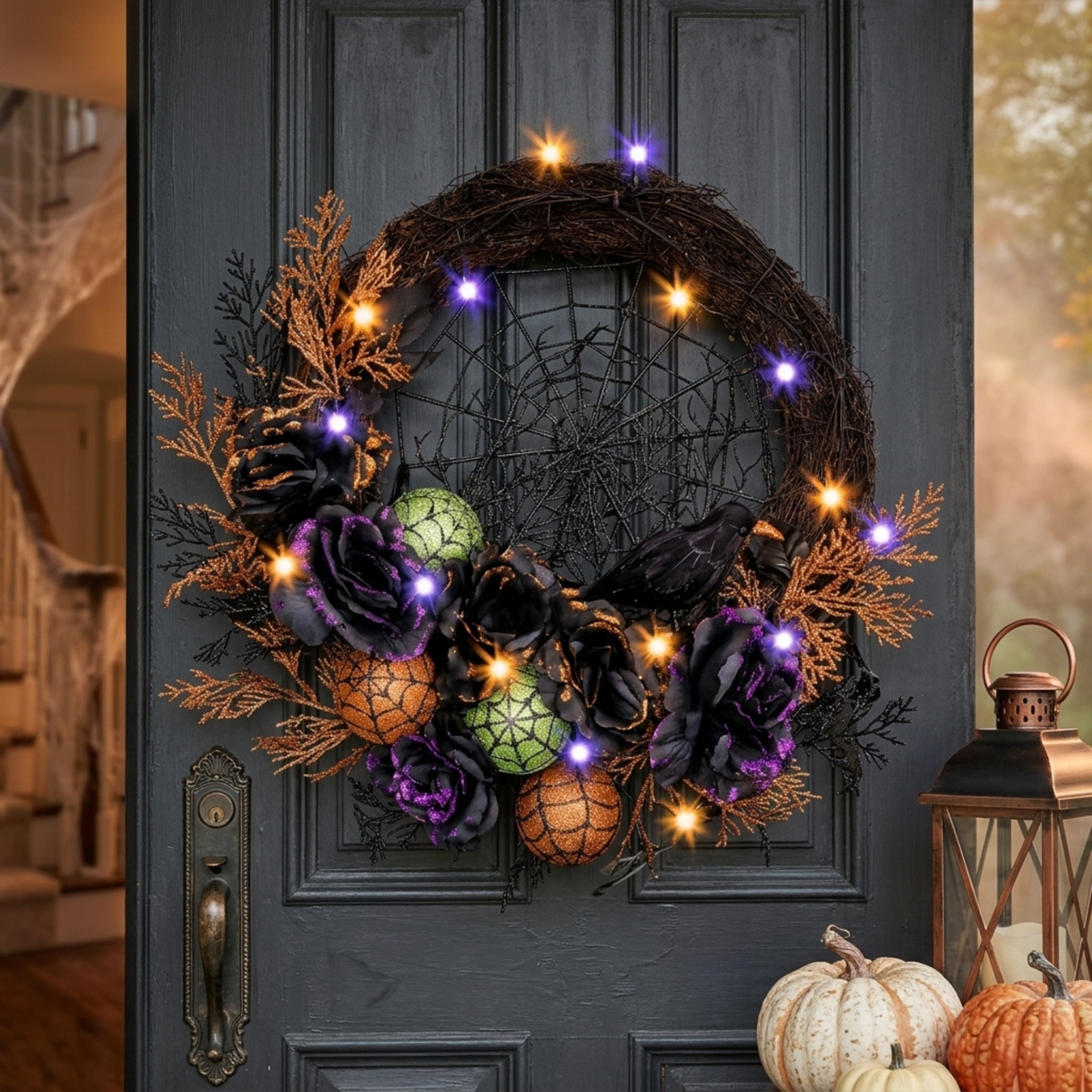 Pre-Lit Halloween Wreath – 24 or 18 Inch