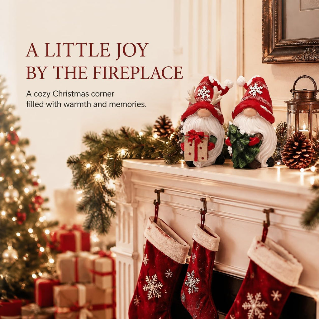 Set of 5 Christmas Resin Gnomes – Mantel & Tree Decor