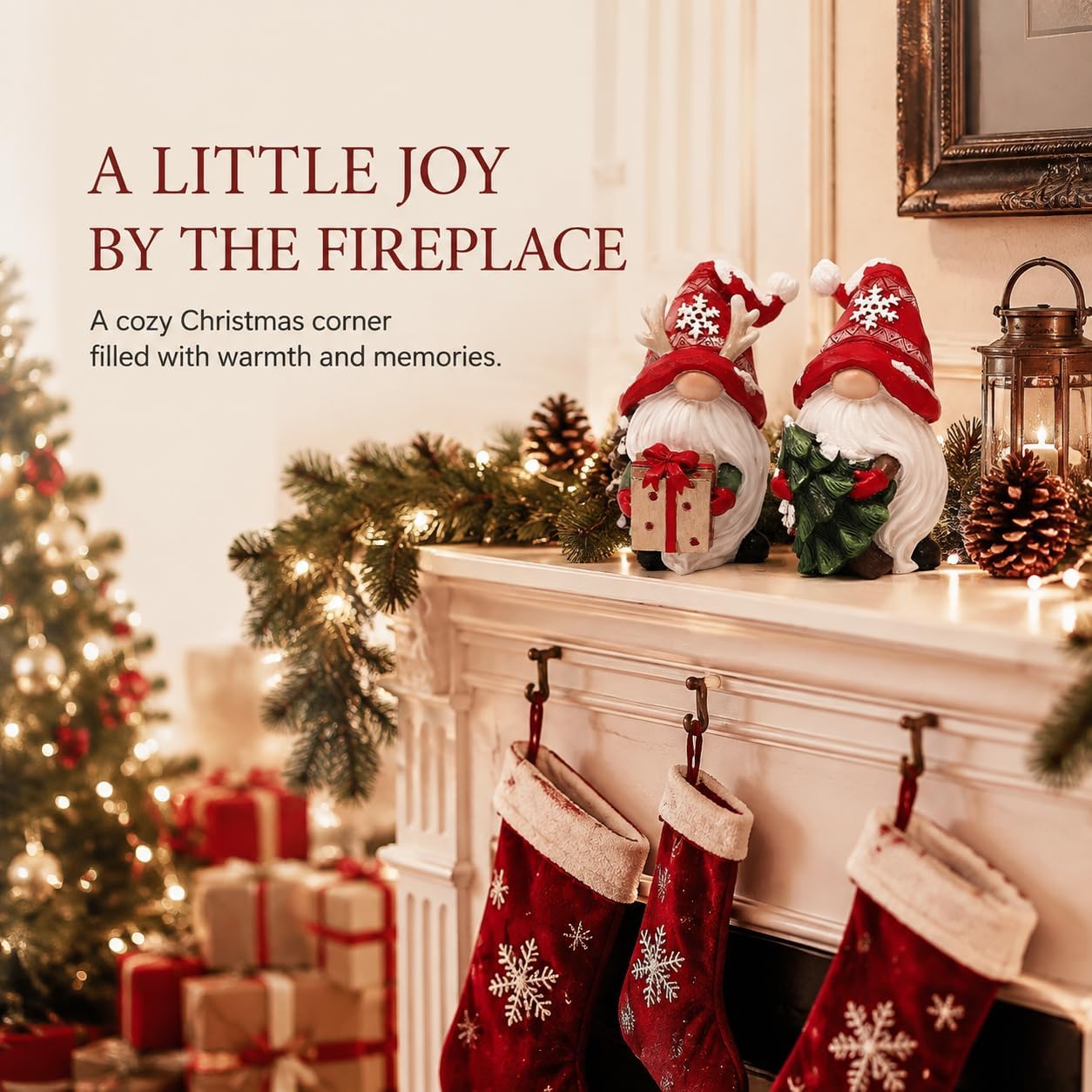 Set of 5 Christmas Resin Gnomes – Mantel & Tree Decor