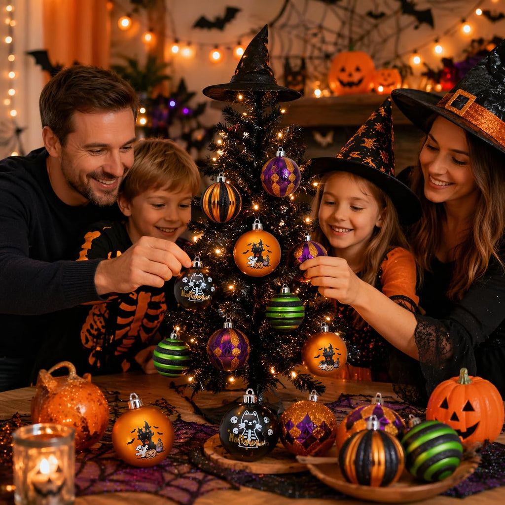 16-Piece Halloween Ornament Set – Shatterproof Hanging Balls for Halloween Tree Decor