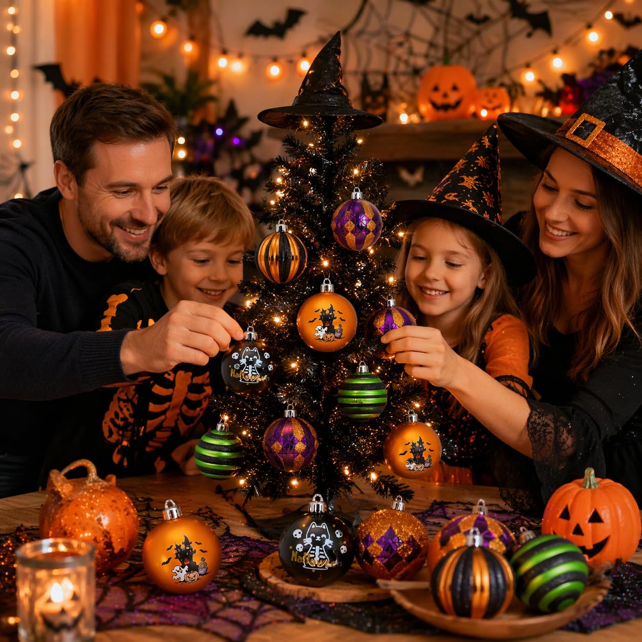 16-Piece Halloween Ornament Set – Shatterproof Hanging Balls for Halloween Tree Decor