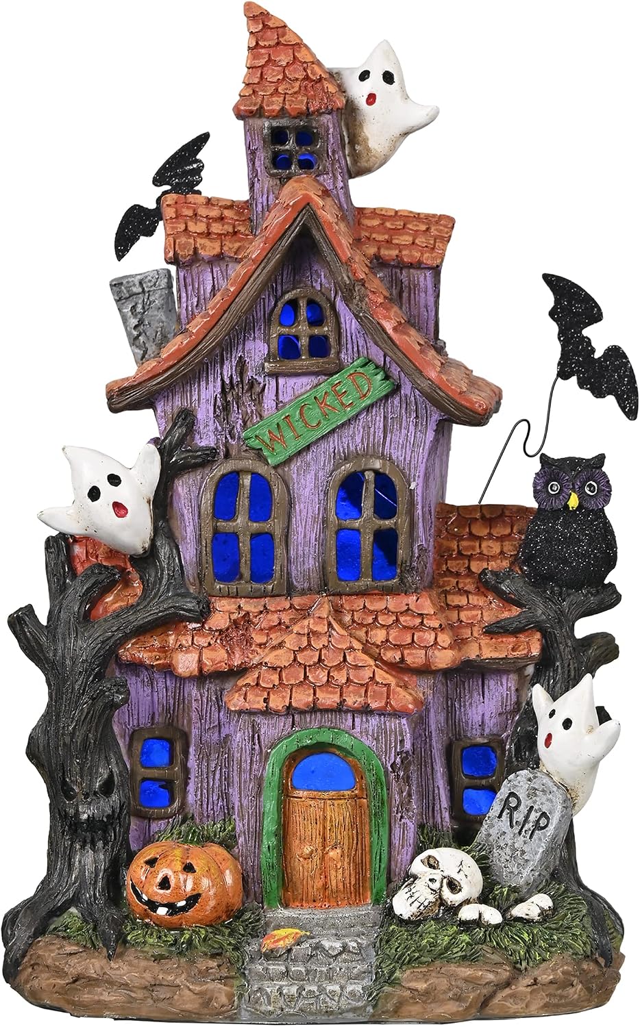 Lighted Halloween Village Houses – 12-Inch Resin Spooky Town