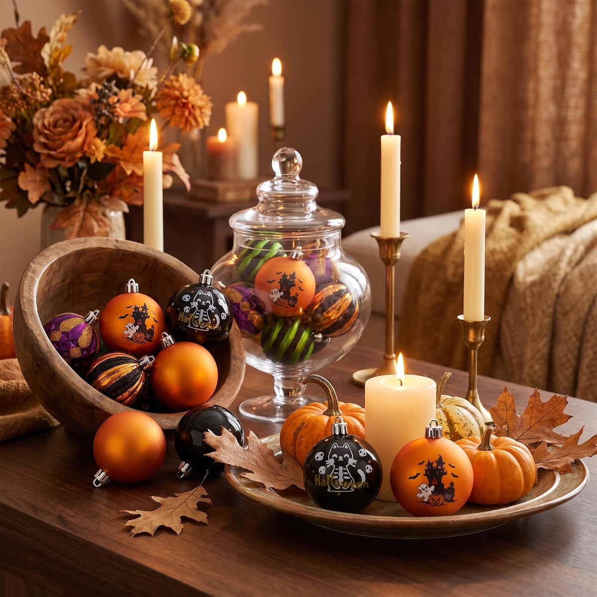 16-Piece Halloween Ornament Set – Shatterproof Hanging Balls for Halloween Tree Decor