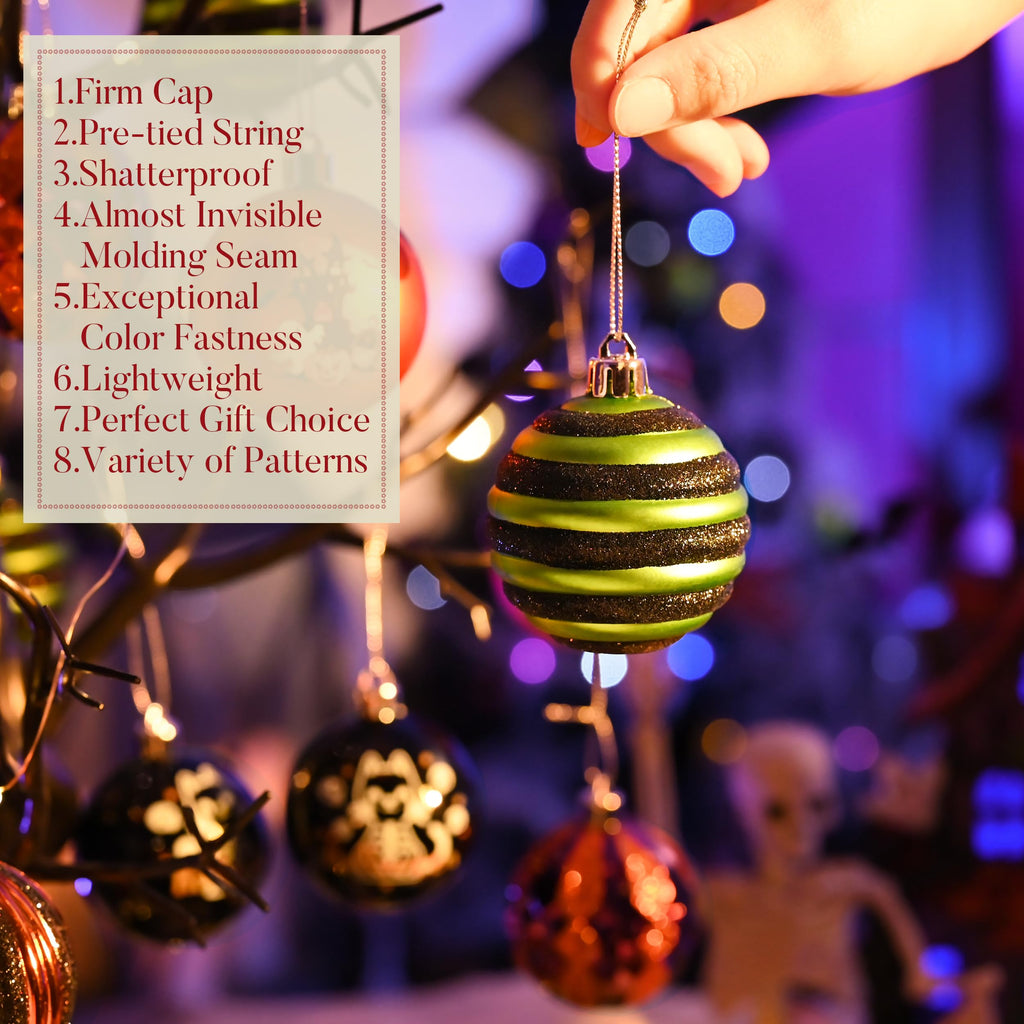16-Piece Halloween Ornament Set – Shatterproof Hanging Balls for Halloween Tree Decor