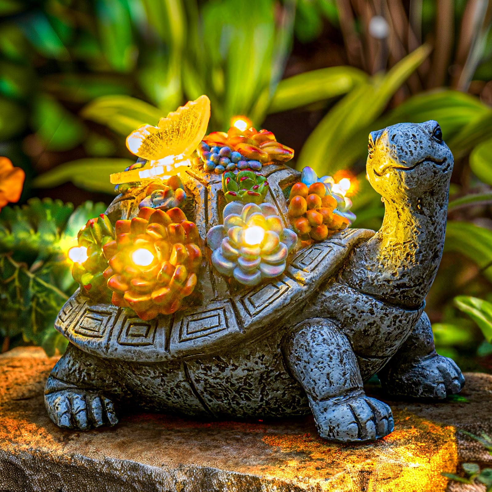 Green Monster Solar Garden Statue with Christmas Tree