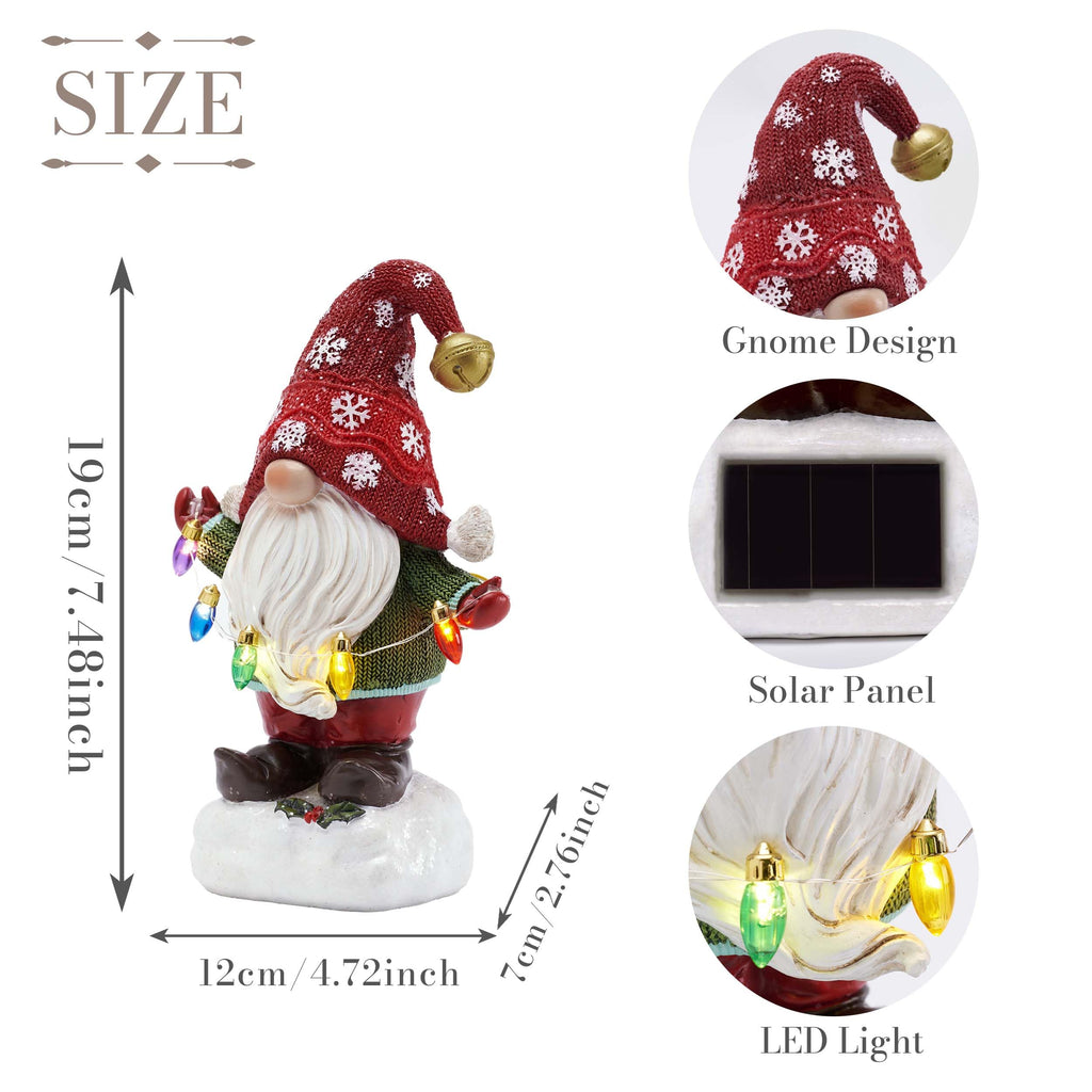 Solar Christmas Garden Gnome – Red or Red & Green, 2 Sizes