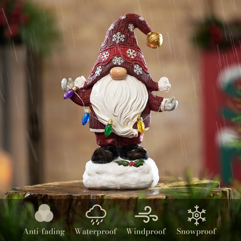 Solar Christmas Garden Gnome – Red or Red & Green, 2 Sizes