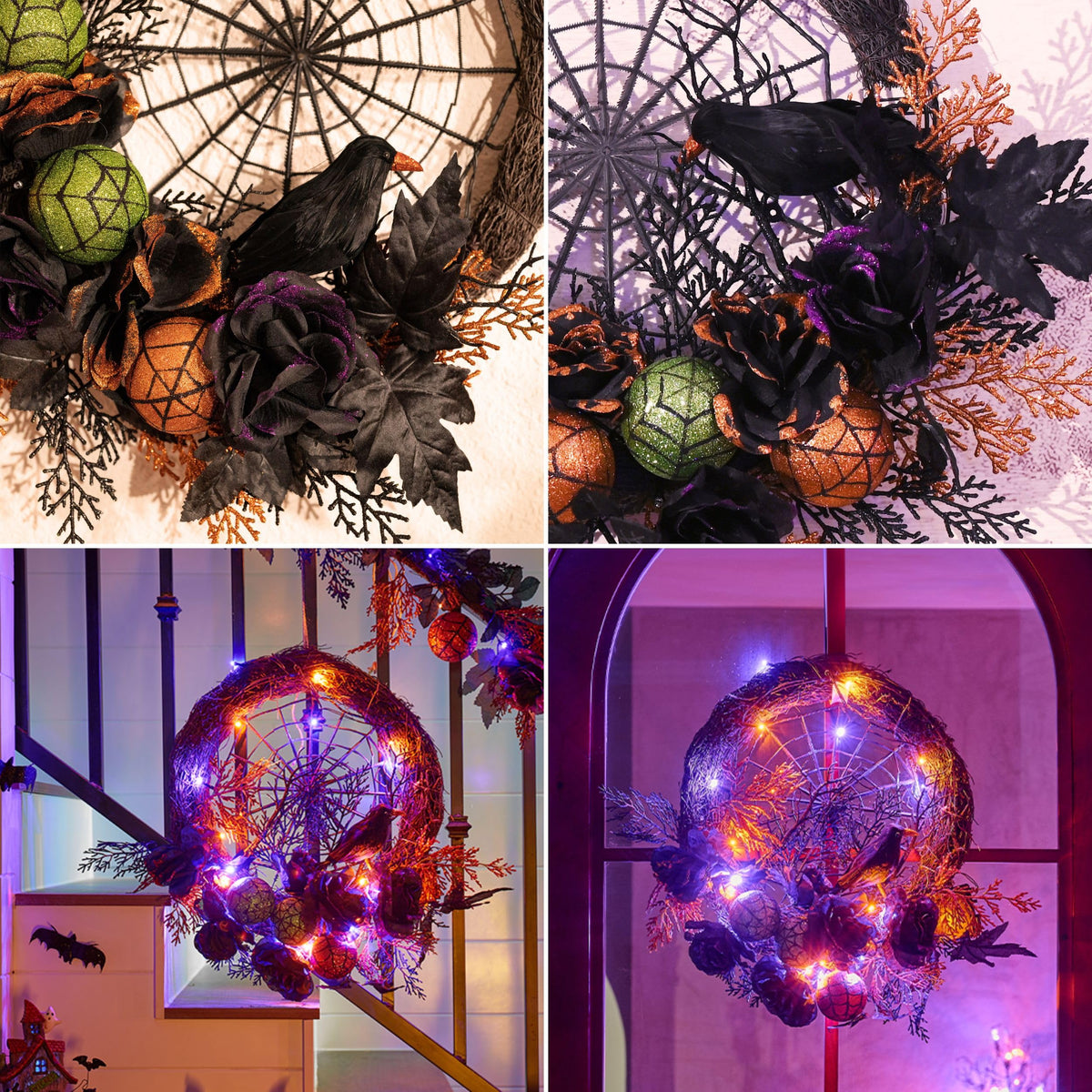 Pre-Lit Halloween Wreath – 24 or 18 Inch
