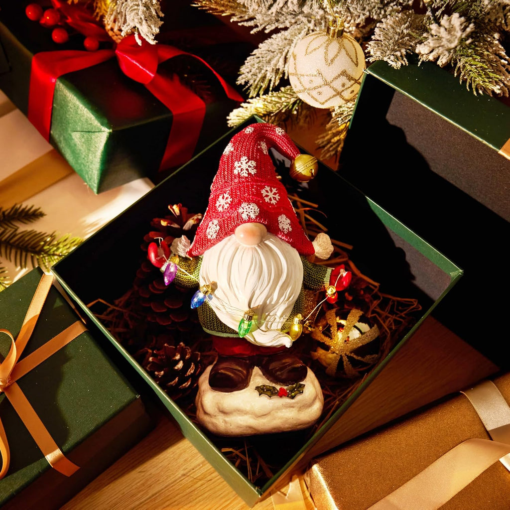Solar Christmas Garden Gnome – Red or Red & Green, 2 Sizes