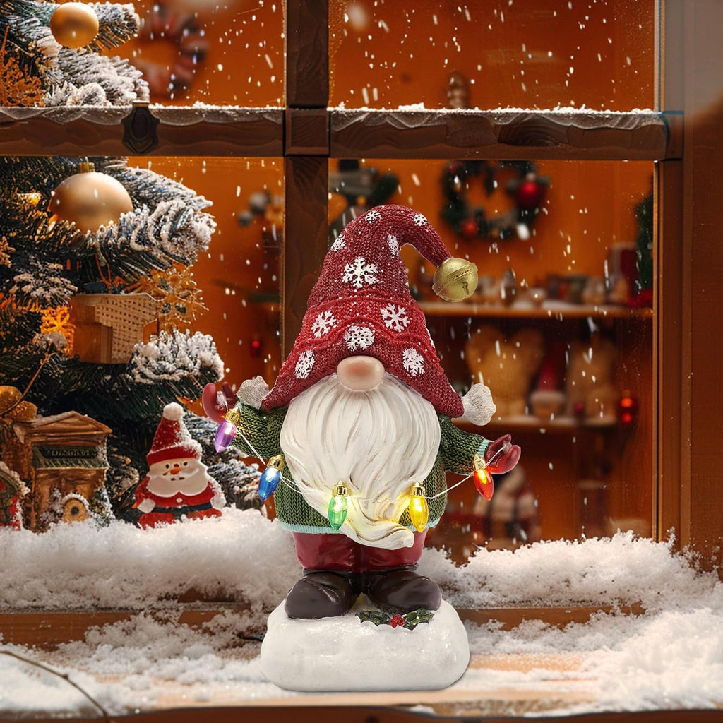 Solar Christmas Garden Gnome – Red or Red & Green, 2 Sizes