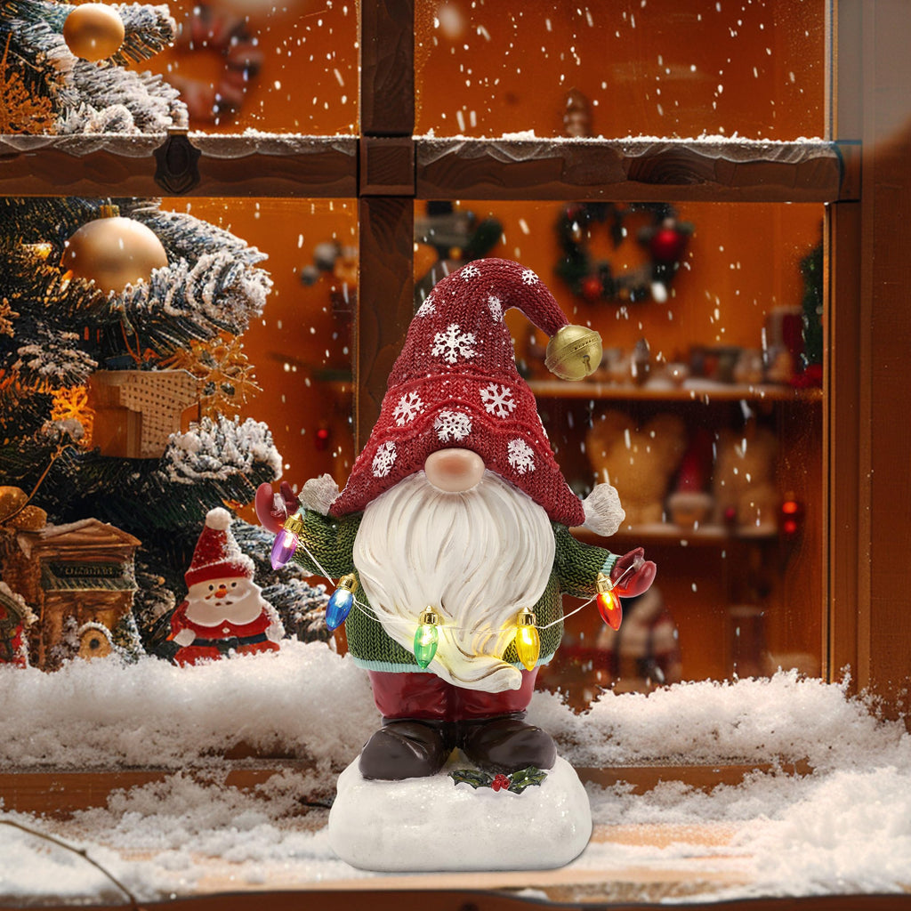 Solar Christmas Garden Gnome – Red or Red & Green, 2 Sizes