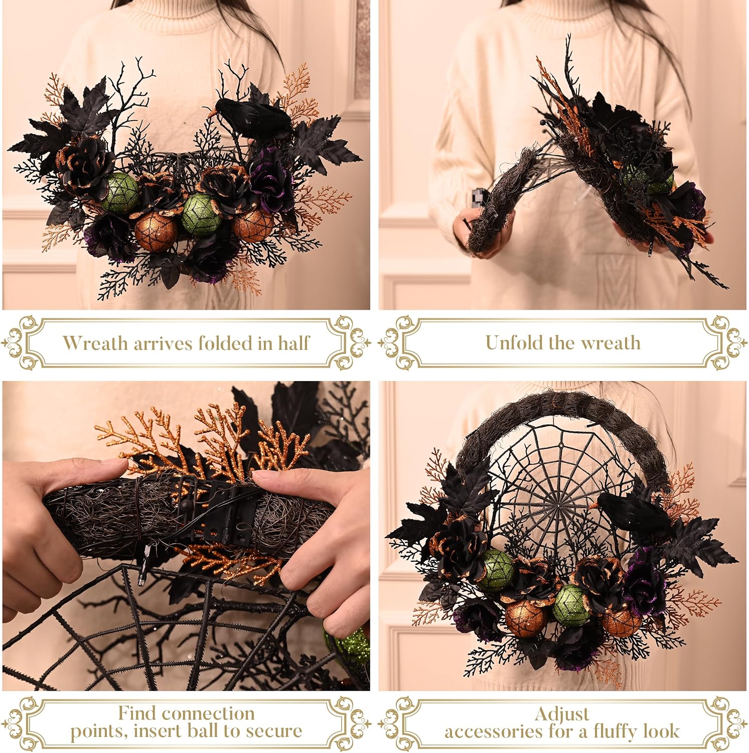 Pre-Lit Halloween Wreath – 24 or 18 Inch