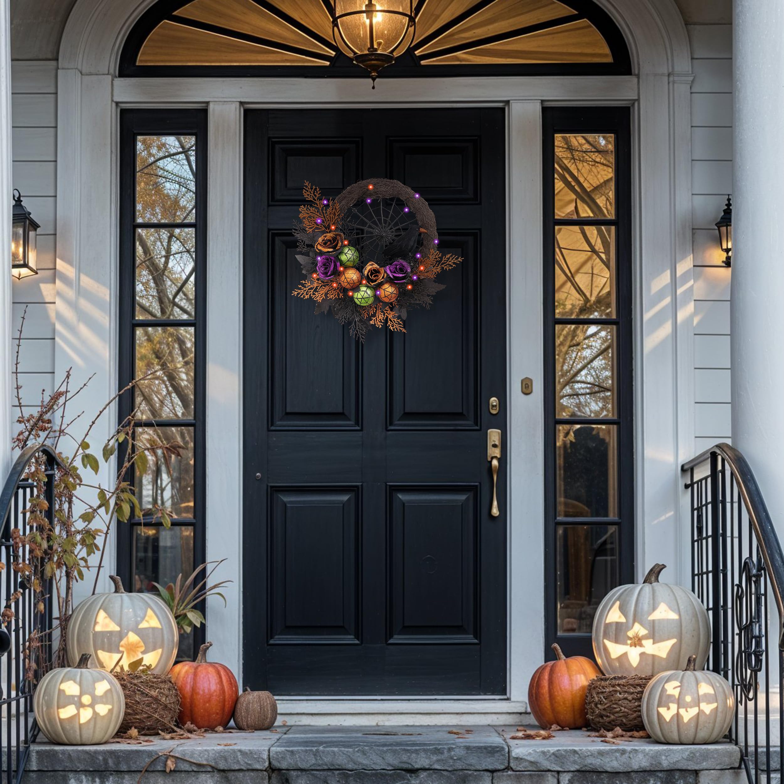 Pre-Lit Halloween Wreath – 24 or 18 Inch