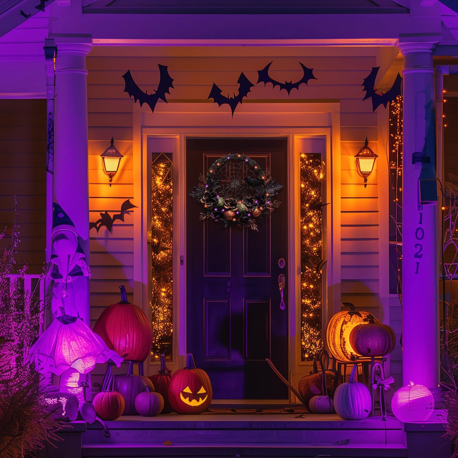 Pre-Lit Halloween Wreath – 24 or 18 Inch