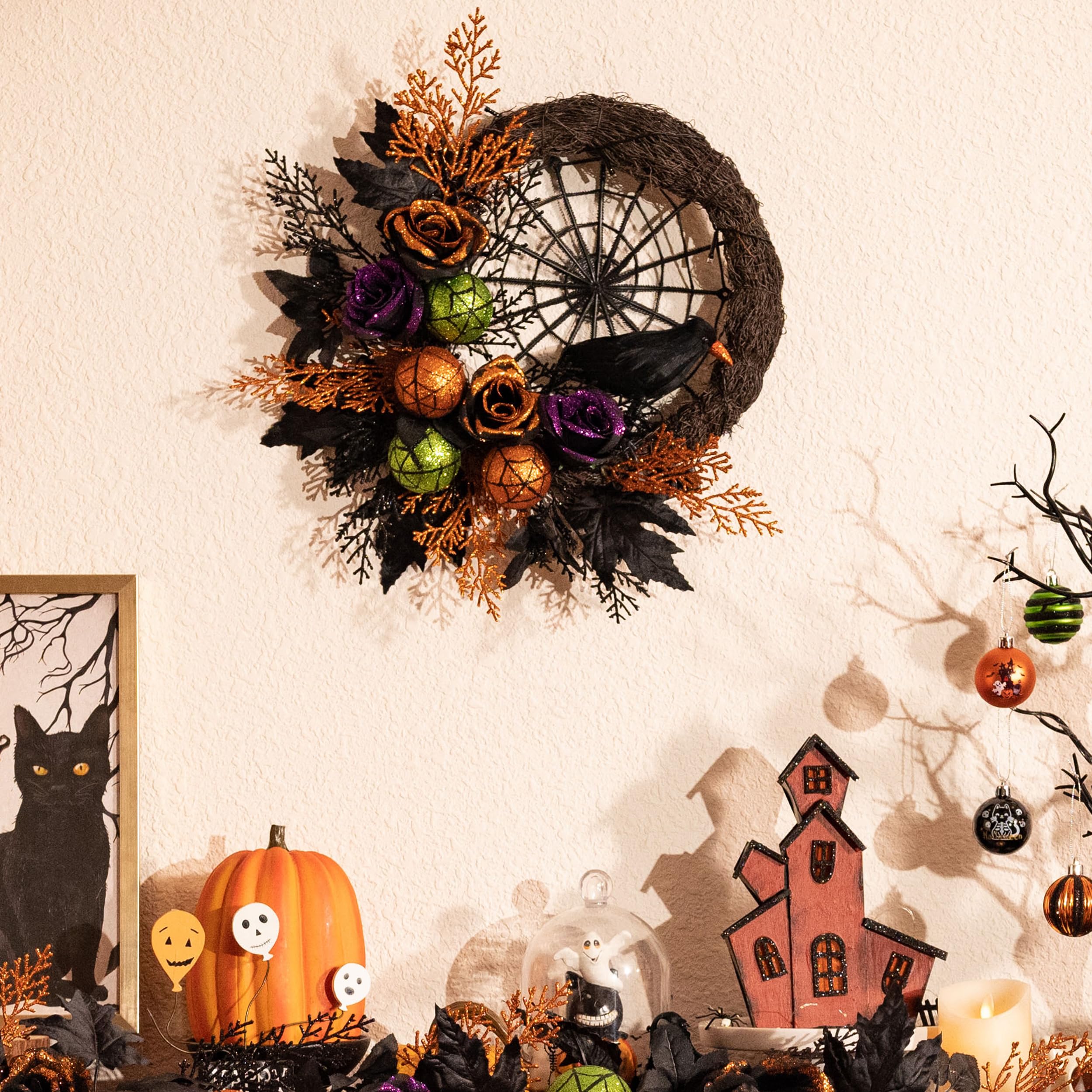 Pre-Lit Halloween Wreath – 24 or 18 Inch