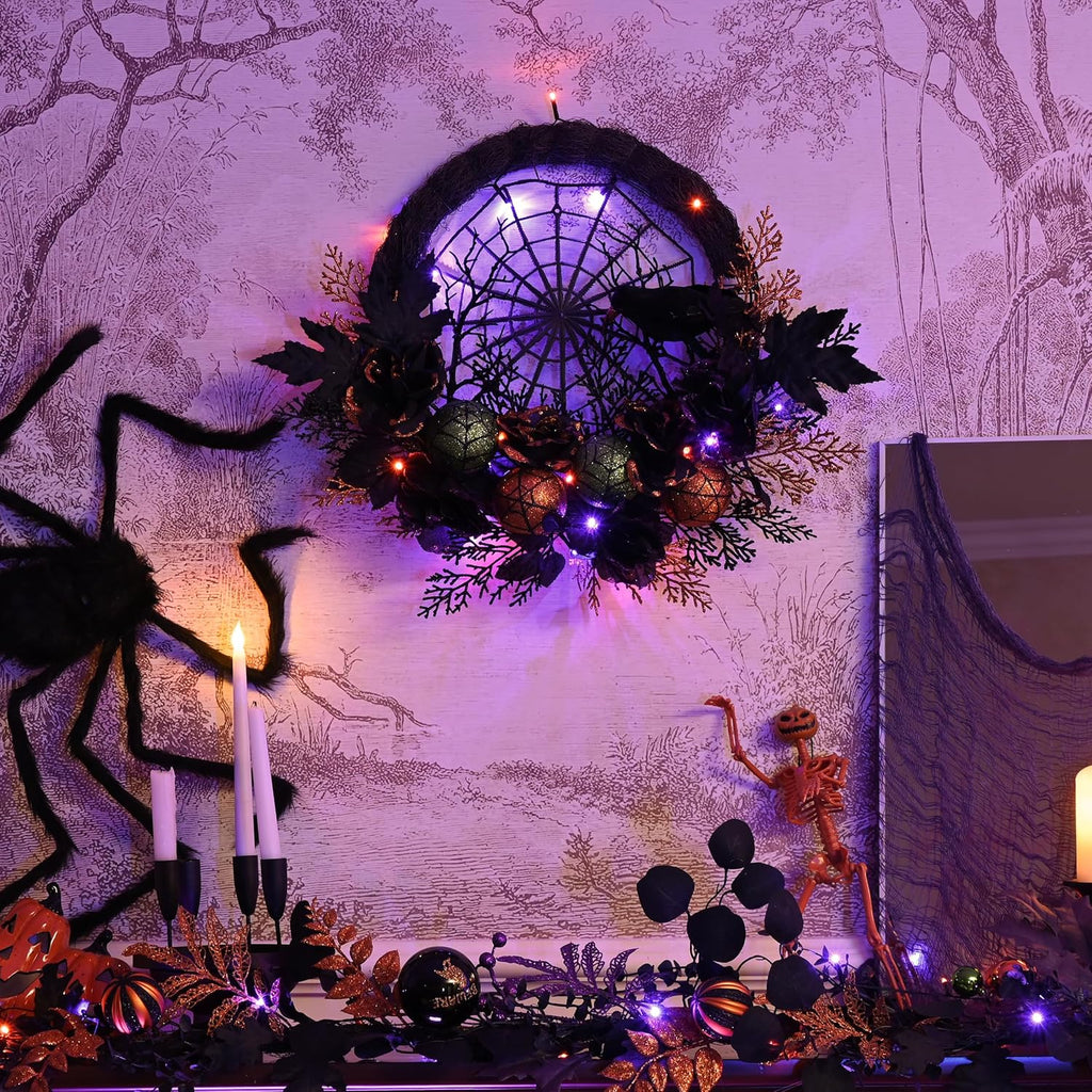Pre-Lit Halloween Wreath – 24 or 18 Inch
