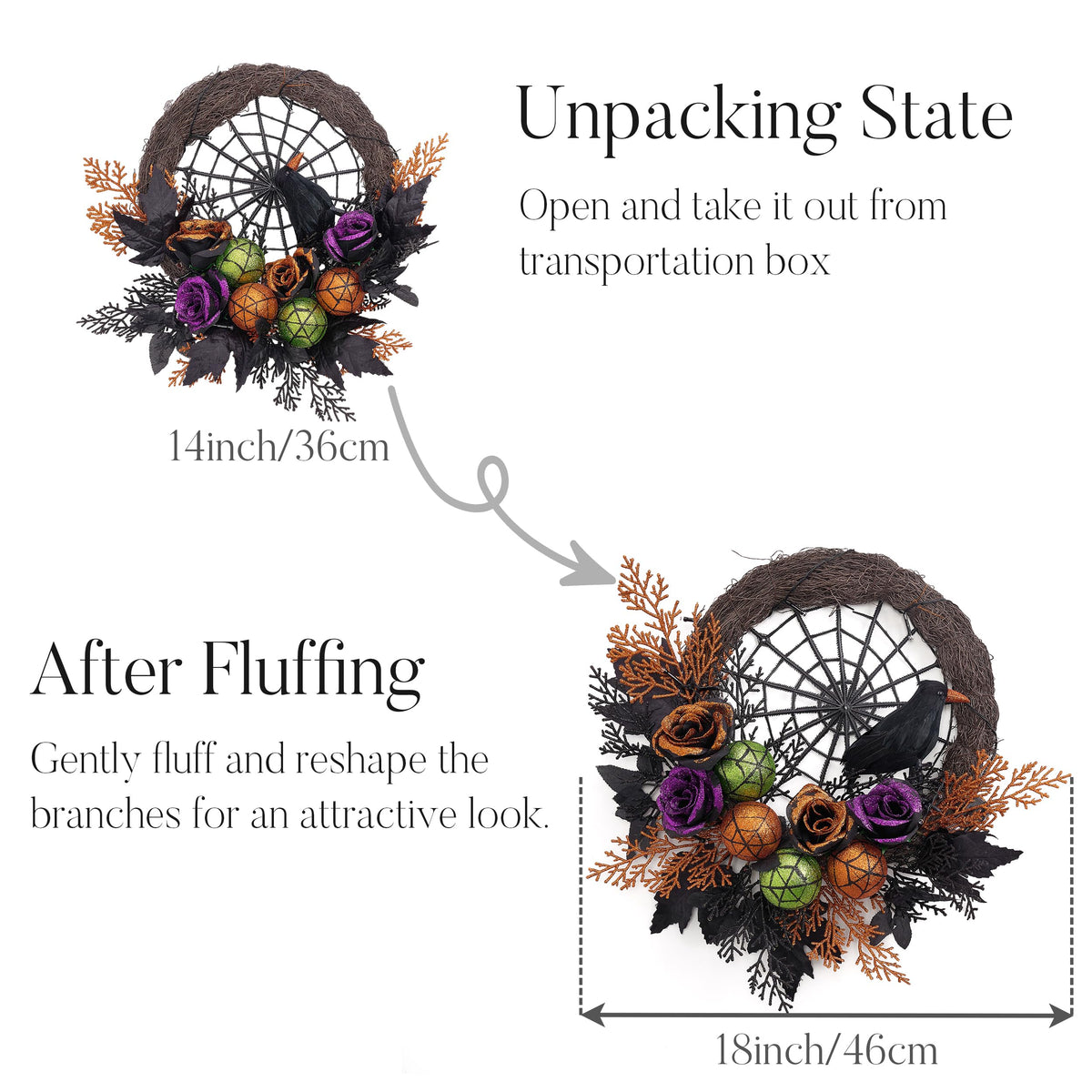 Pre-Lit Halloween Wreath – 24 or 18 Inch