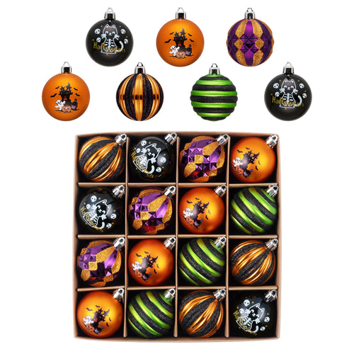 16-Piece Halloween Ornament Set – Shatterproof Hanging Balls for Halloween Tree Decor