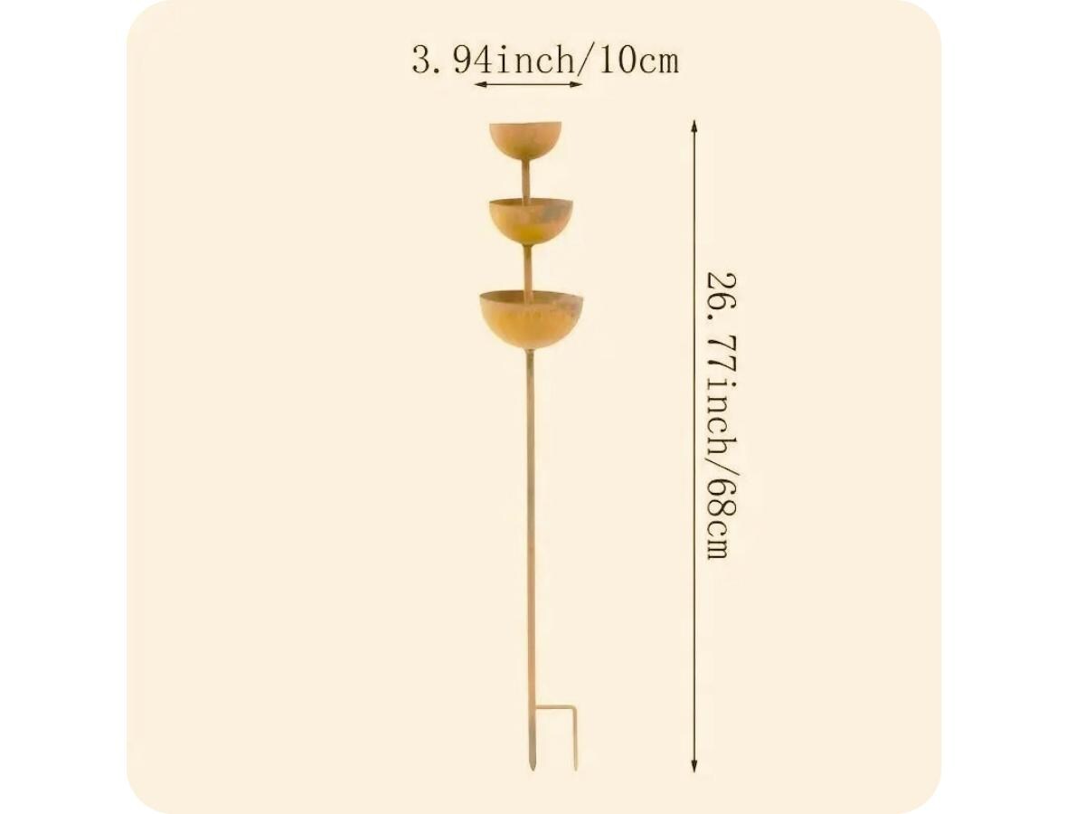 Size chart for 26.77-inch rain catcher with 3.94-inch bowls