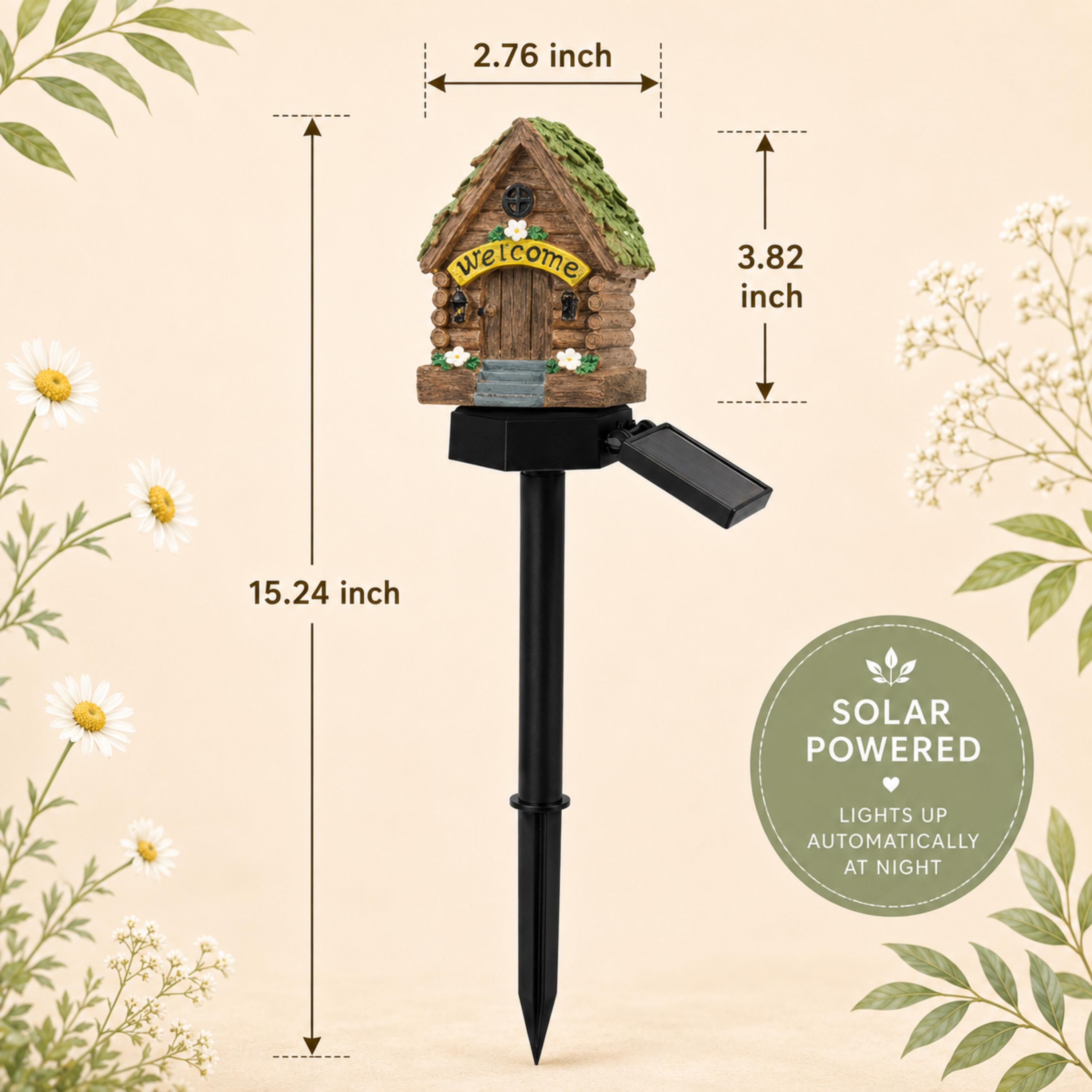 Welcome cottage solar stake light size guide