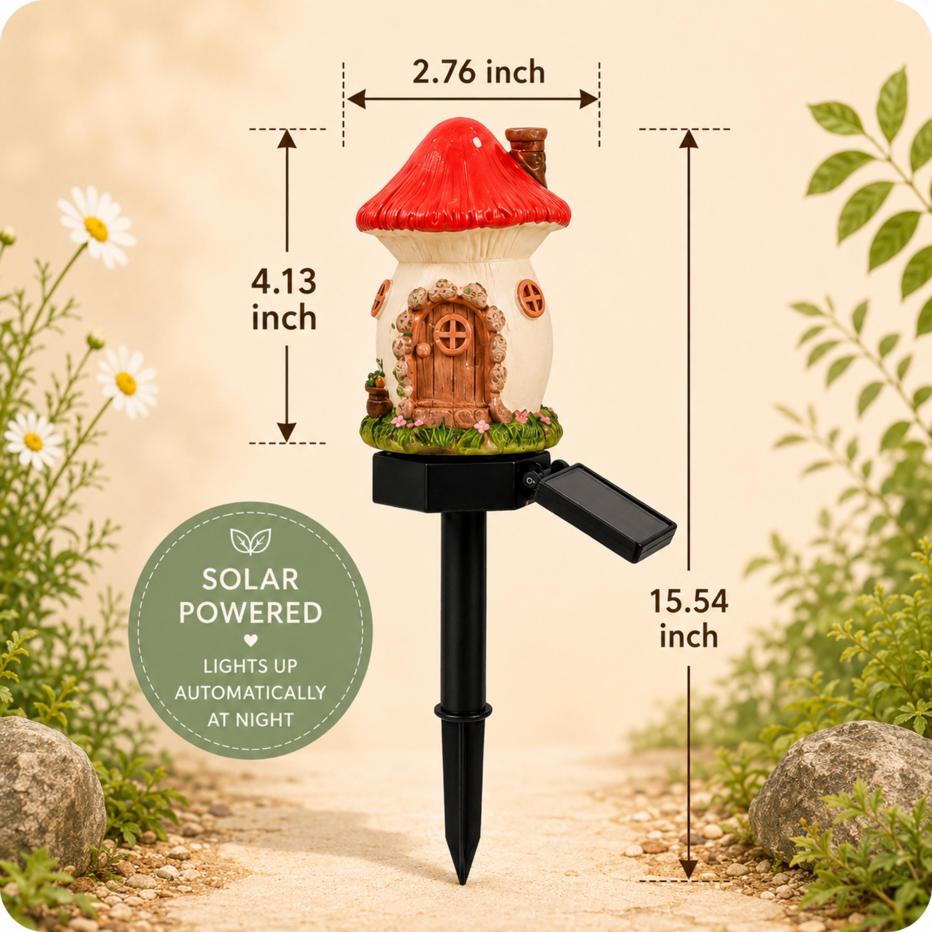 Red mushroom solar fairy house light size guide