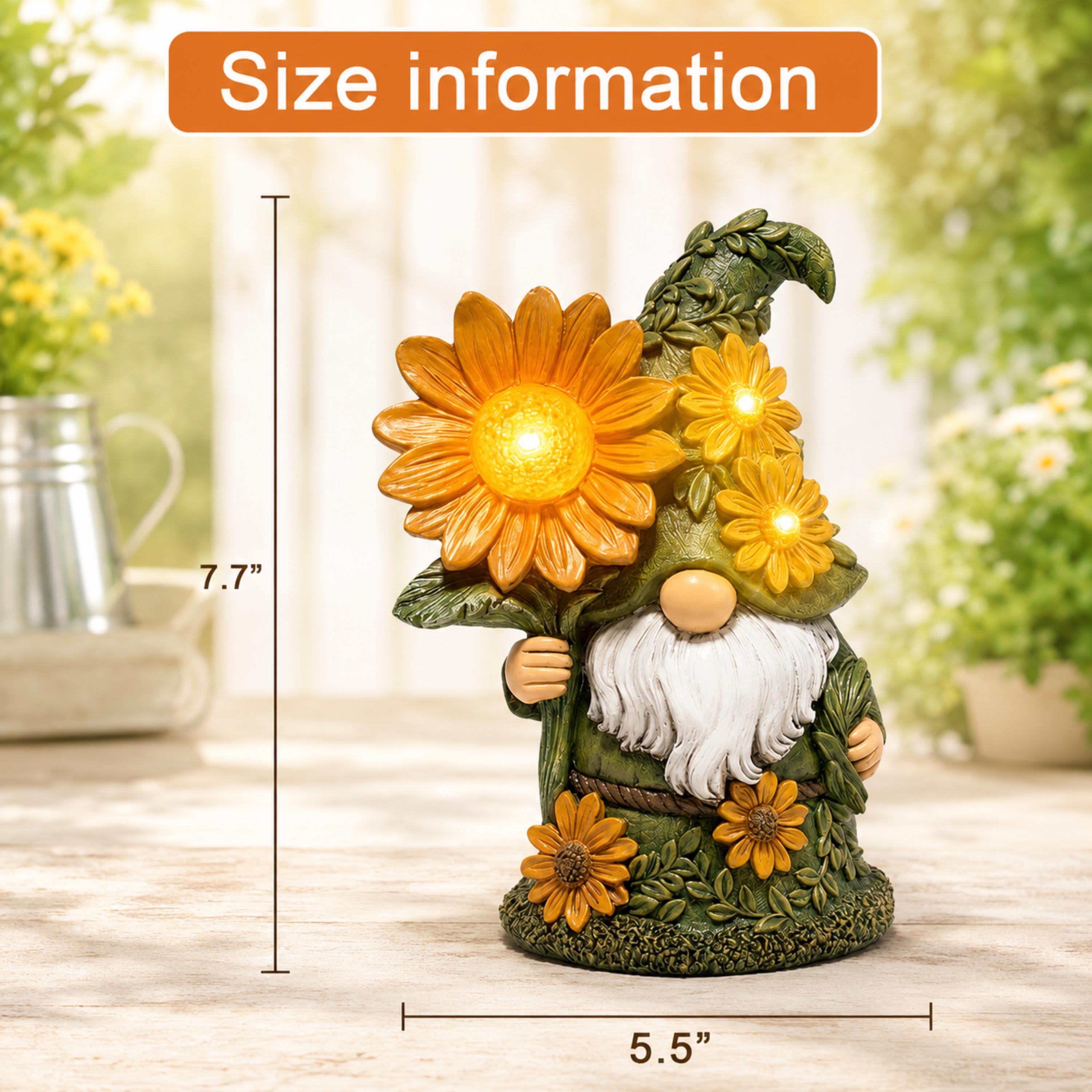 Size guide for 7.7-inch solar daisy garden gnome