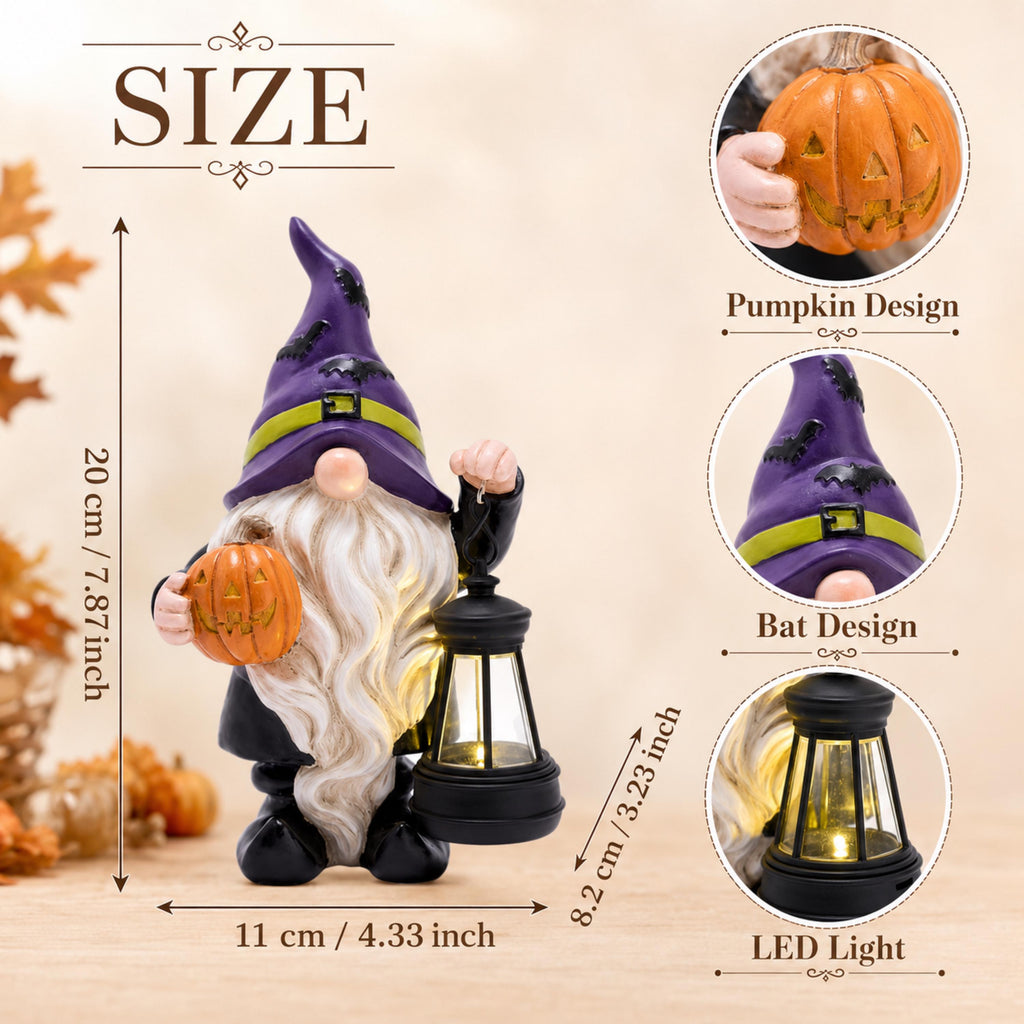 Second size and lighting guide for solar Halloween gnome