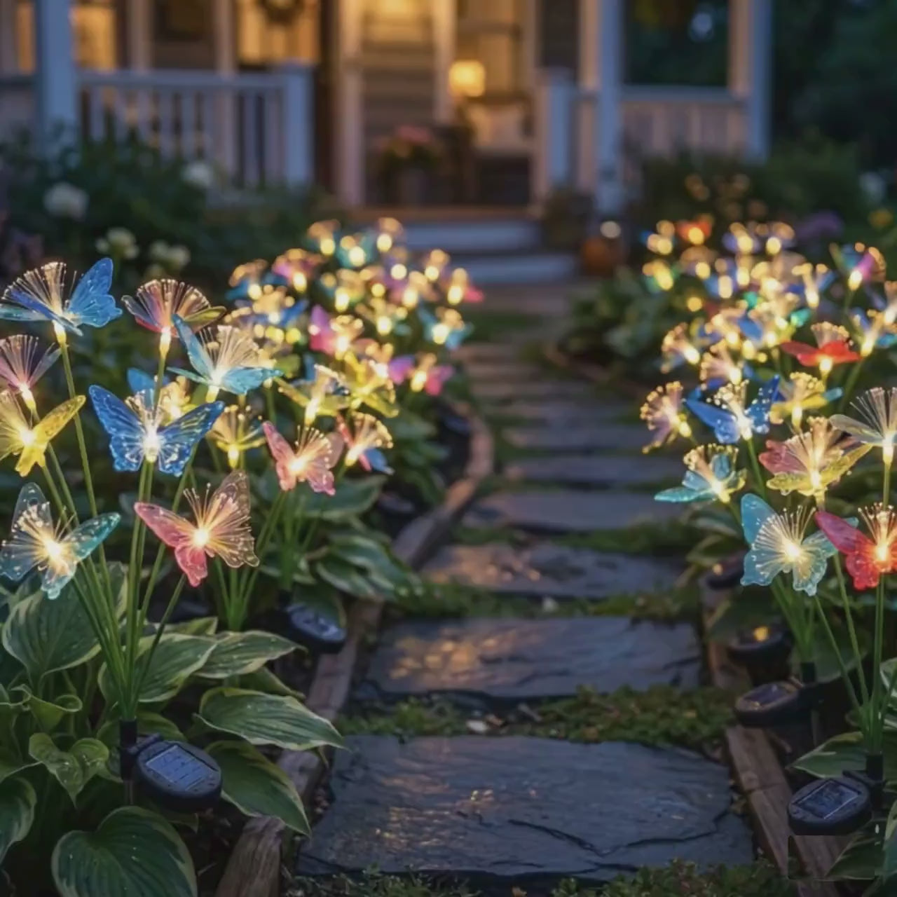 Solar Pathway Lights, Butterfly Solar Garden Lights, Fiber Optic Lawn Lighting Stakes, Waterproof Outdoor Yard Decor