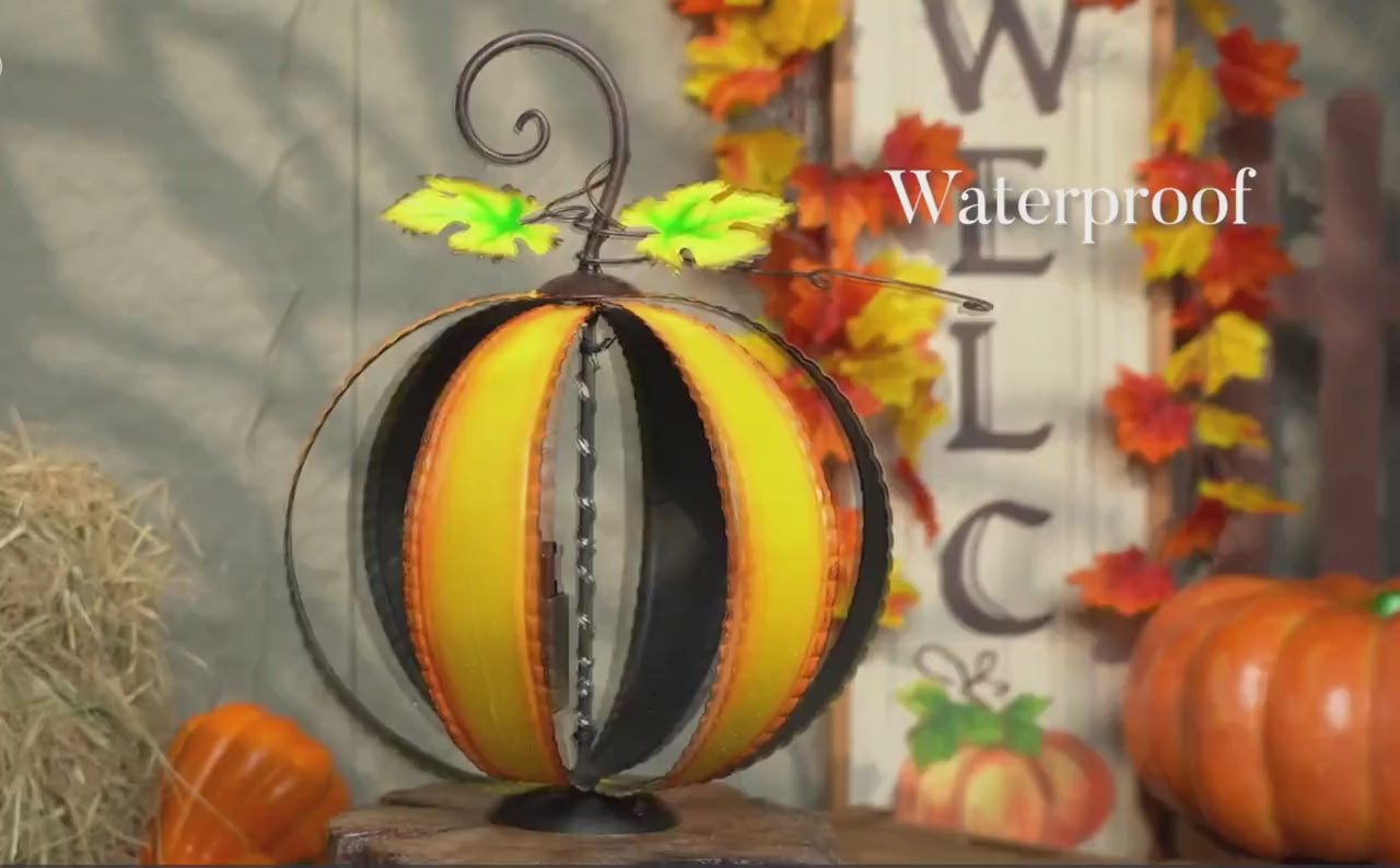 Light Up Metal Pumpkin Decor, Battery LED Fall Pumpkin, Thanksgiving Porch Decor, Personalized Gift Note