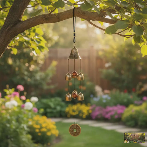 Japanese Wind Chime, Copper Bell Garden Chime, Ceramic Wind Catcher, Zen Patio Decor Gift for Garden Lovers